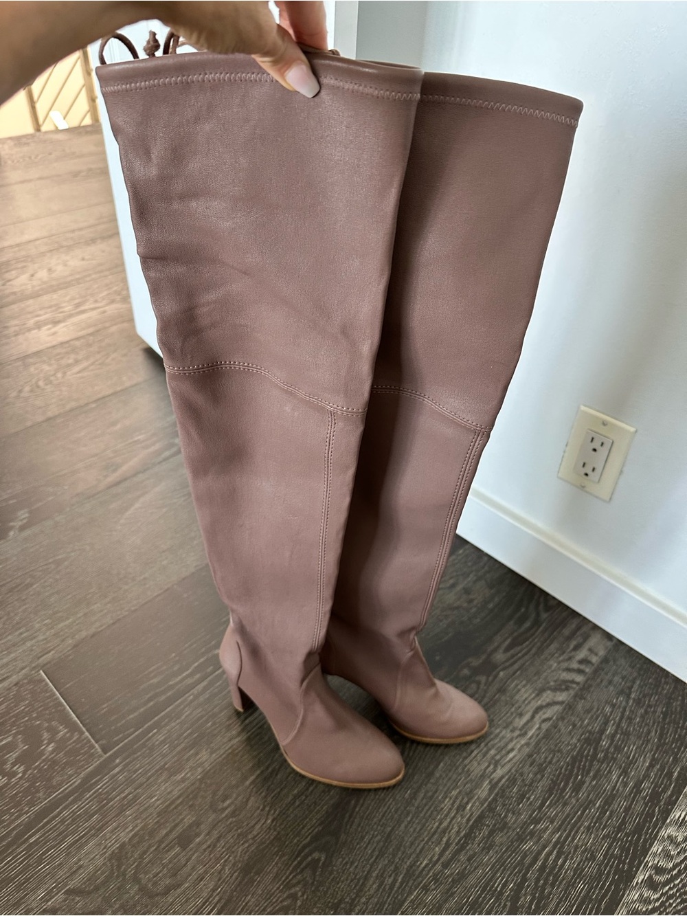 Stuart Weitzman Over-The-Knee Heeled Boots in Dusty Rose